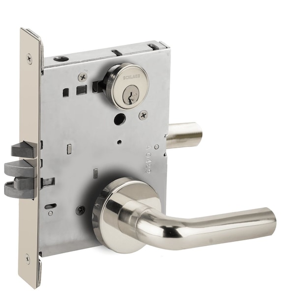 Schlage Grade 1 Entrance Office Mortise Lock, Conventional Cylinder, S123 Keyway, 02 Lever, A Rose, Bright C L9050P 02A 625 - main